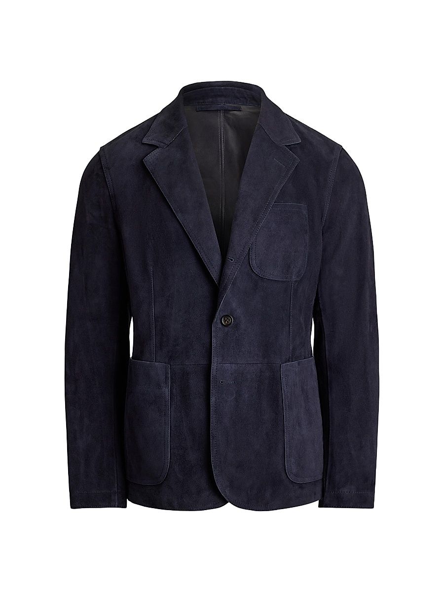 Men's Stewart Suede Single-Breasted Jacket - Navy - Size 50