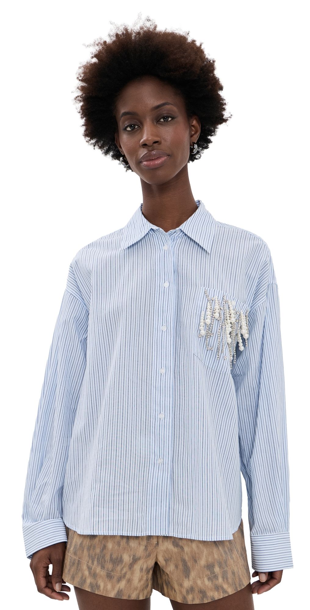 ESSENTIEL ANTWERP Jommeke Embellished Shirt Combo1 Off White 38