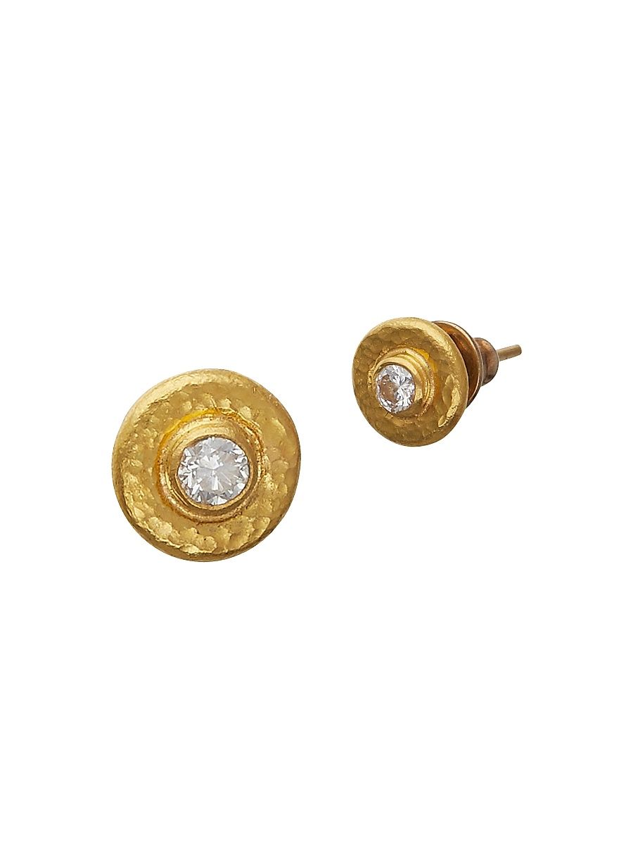 Women's Diamond & 24K Gold Droplet Earrings