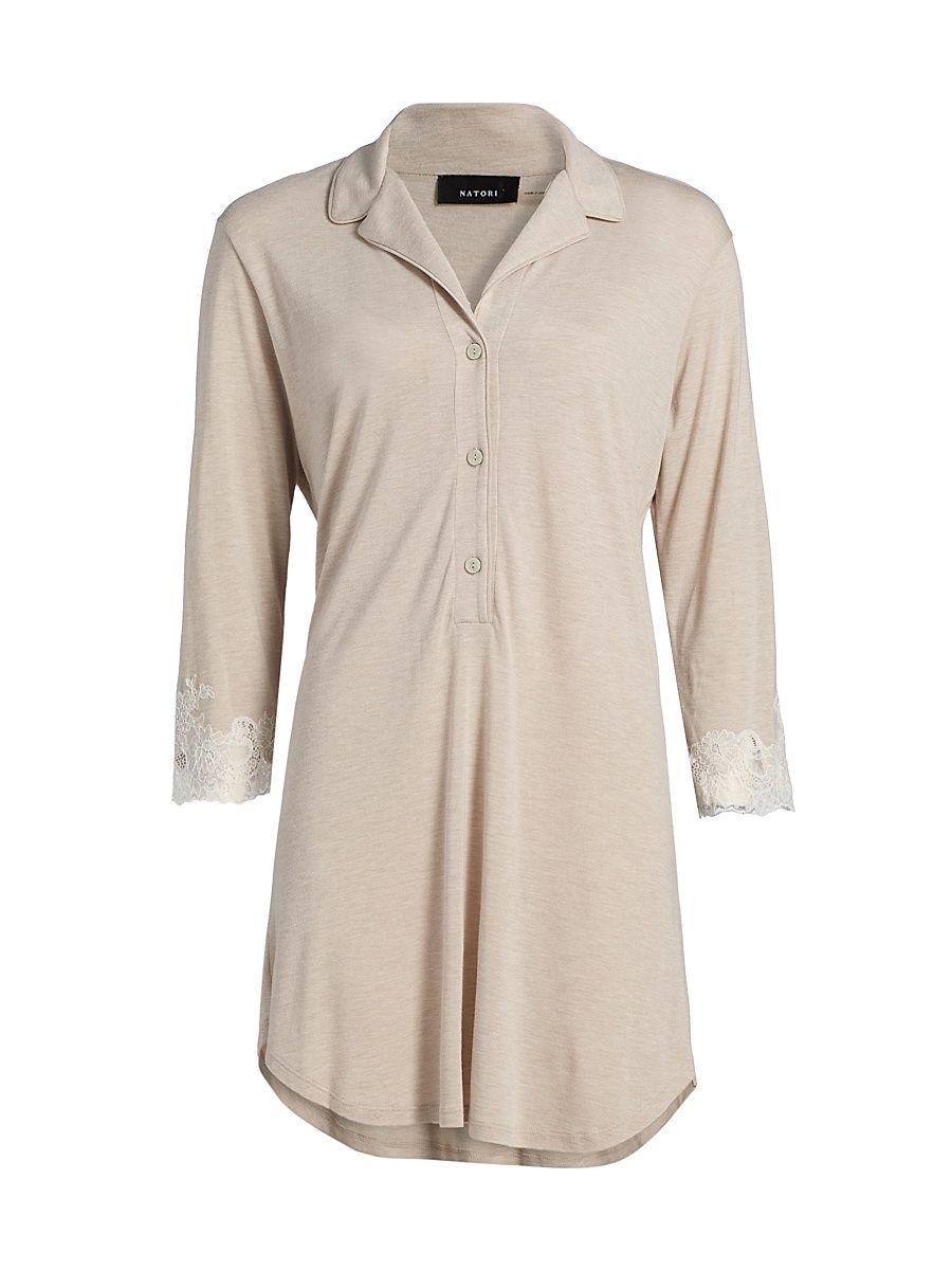 Women's Lux Shangri-La Sleepshirt - Heather Cashmere Ivory - Size Large