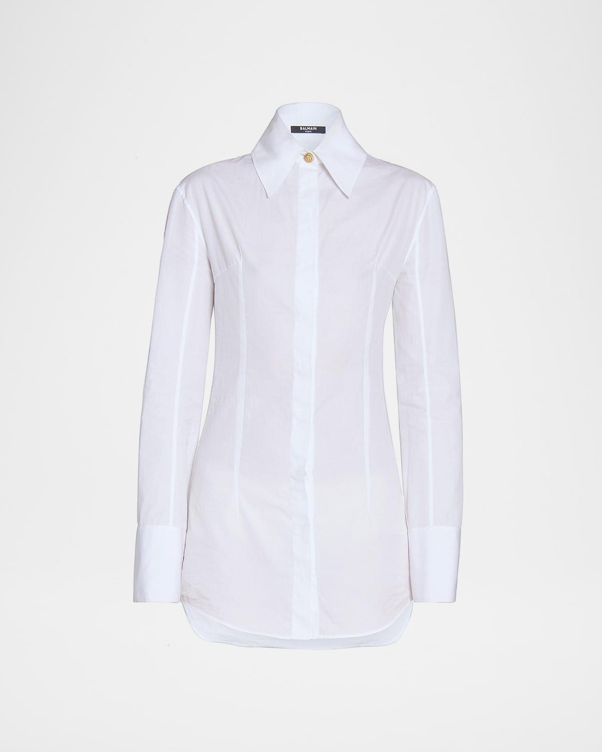 Cotton Popeline Fitted Button-Down Shirt