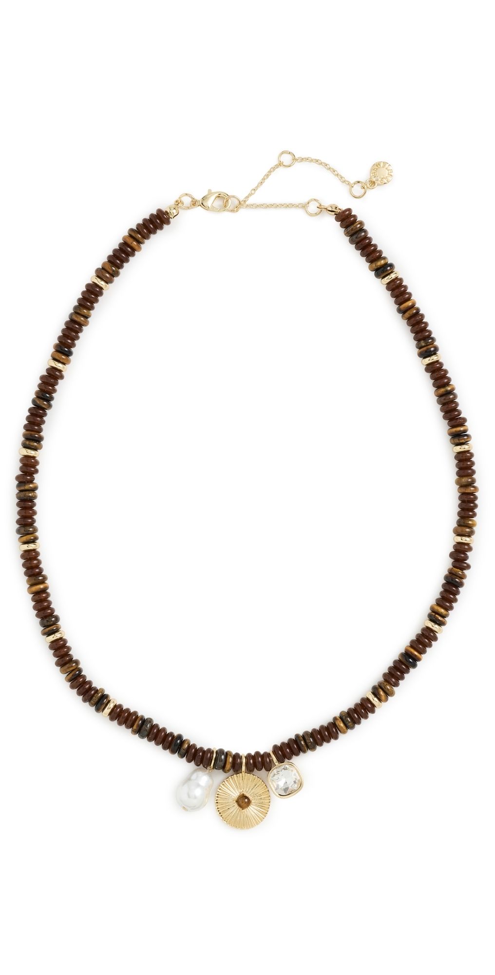 BaubleBar Malia Semi-Precious Charm Necklace Brown One Size