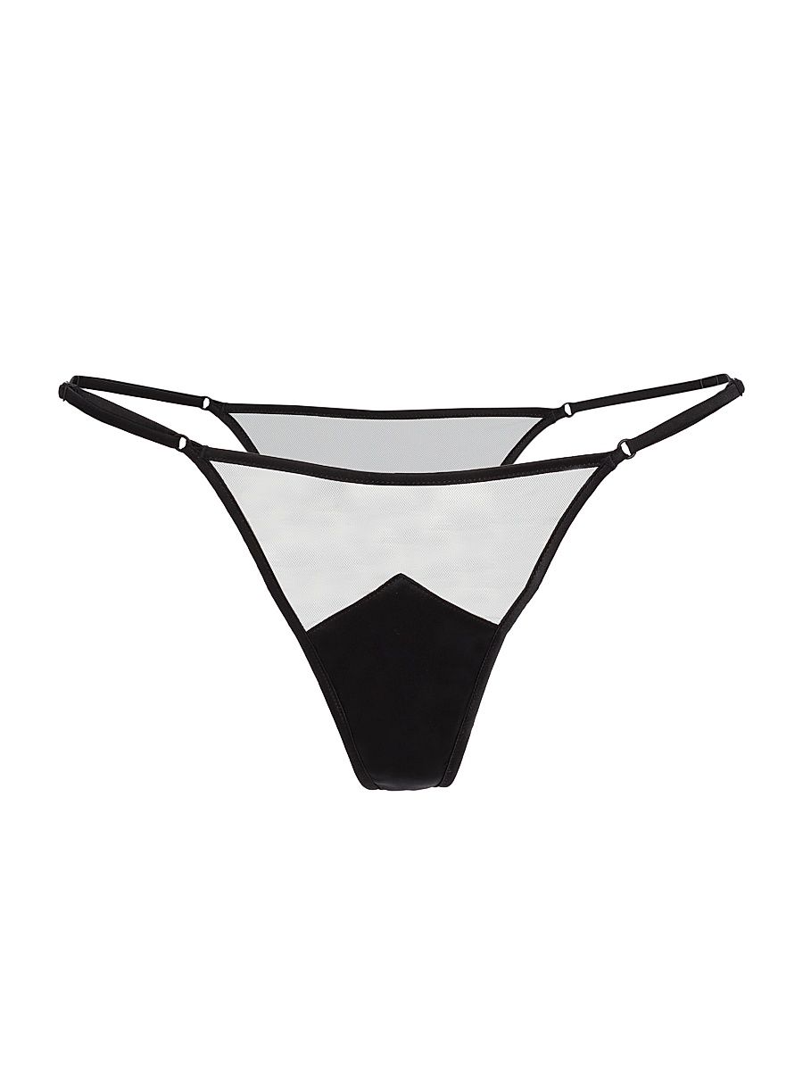 Women's Peep Show G-String Thong - Black - Size Large
