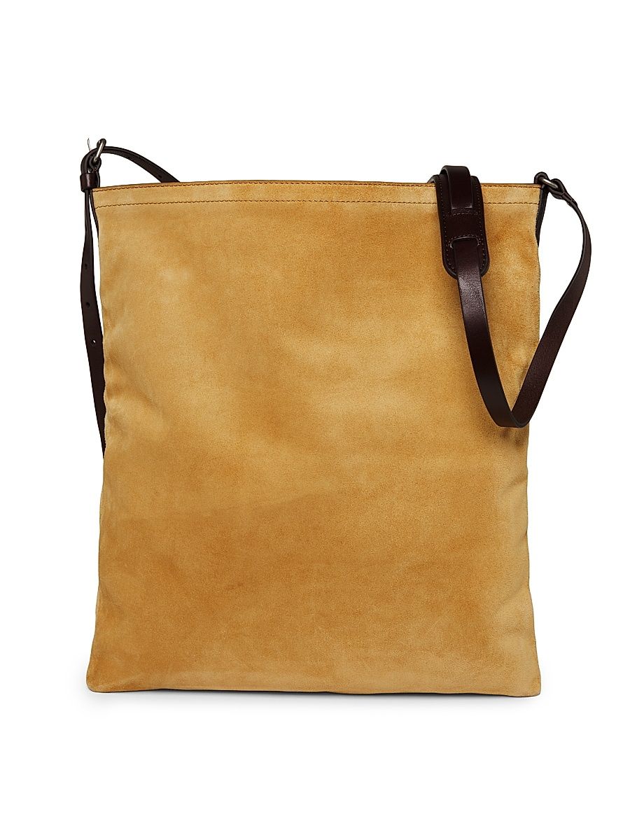Men's Suede Tote Bag - Camel