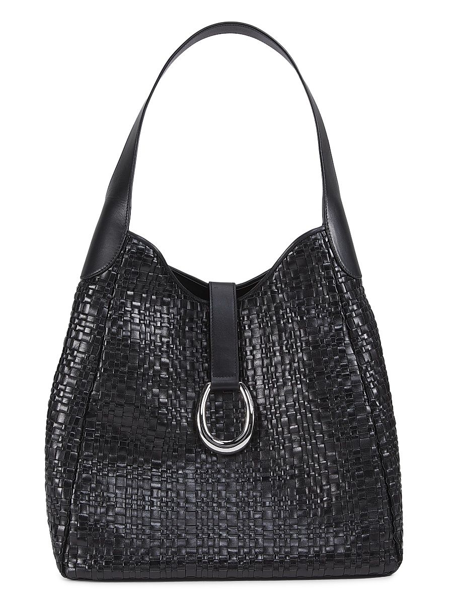 Women's Maya Woven Leather Hobo Bag - Black Woven