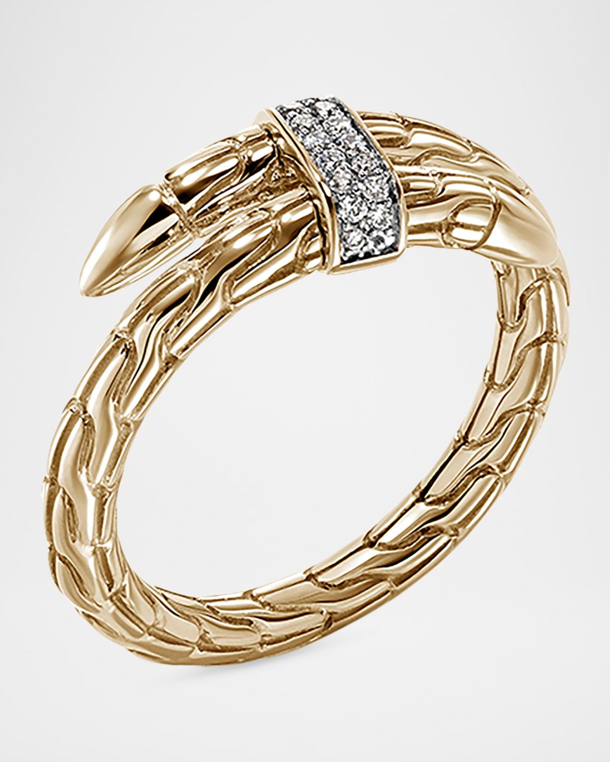 14K Yellow Gold Diamond Pave Spear Ring