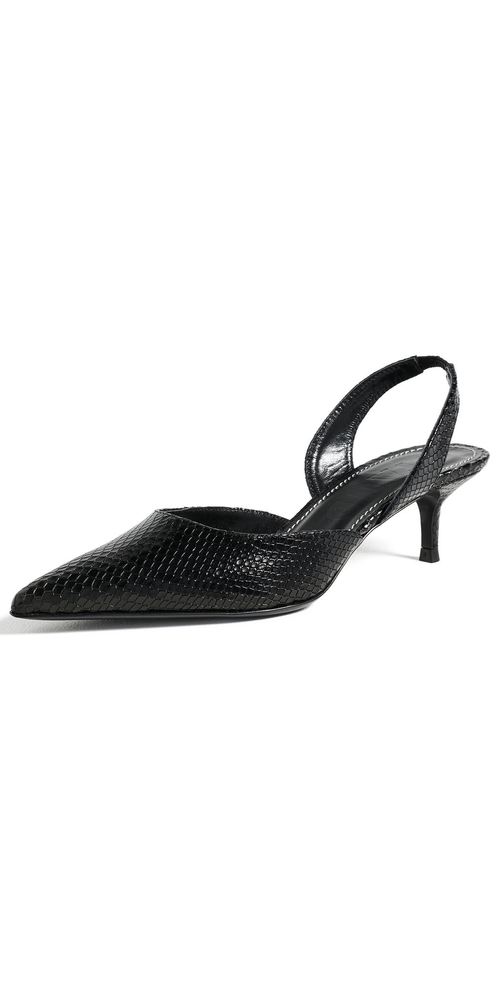 STAUD Sebastian Slingback Heels Black Snake 37