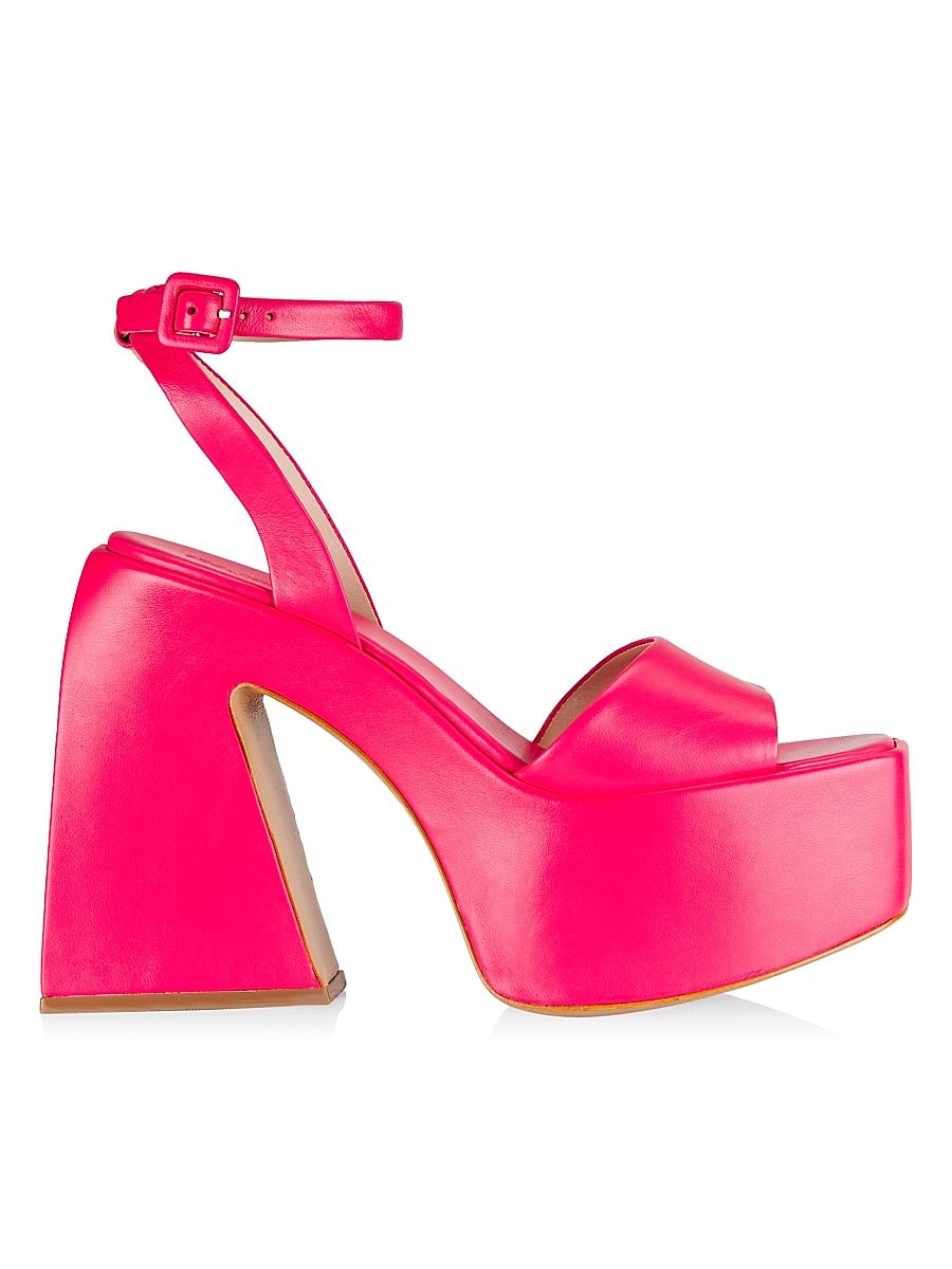 Women's COLLECTION Sky-high Platform Leather Sandals - Magenta - Size 8