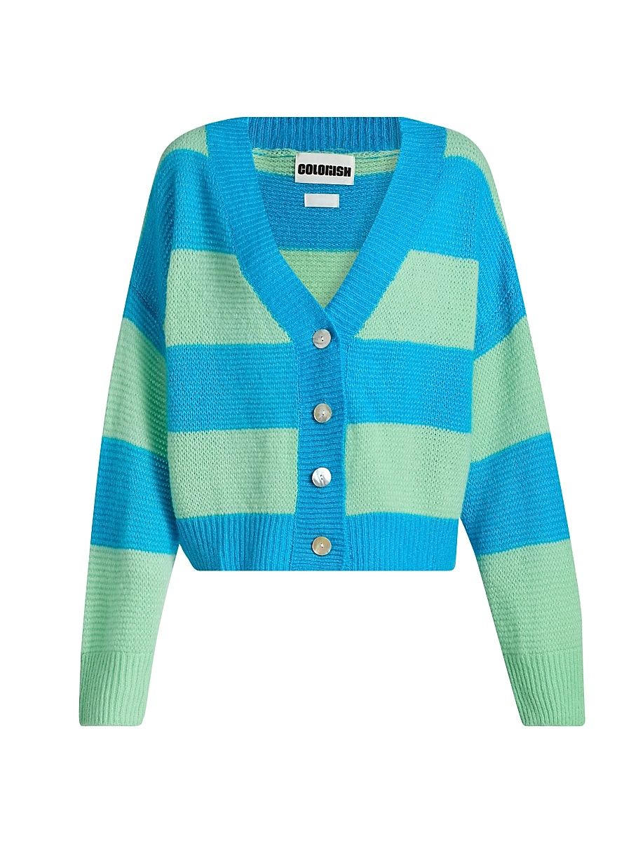 Women's Amara Stripe Lolas Cardigan - Pistachio Cream - Size Large