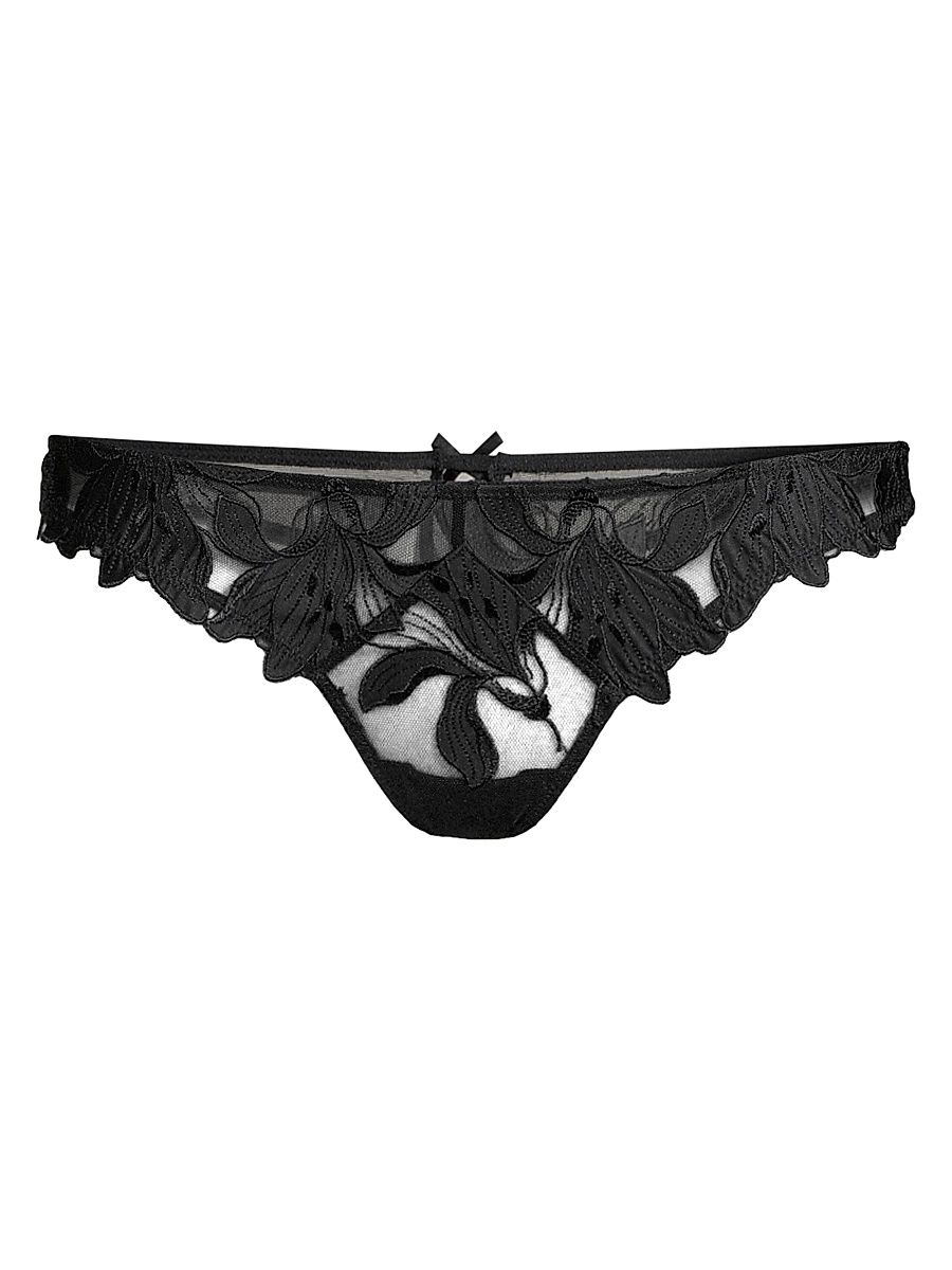 Women's Lily Embroidered Hipster Thong - Black - Size XL