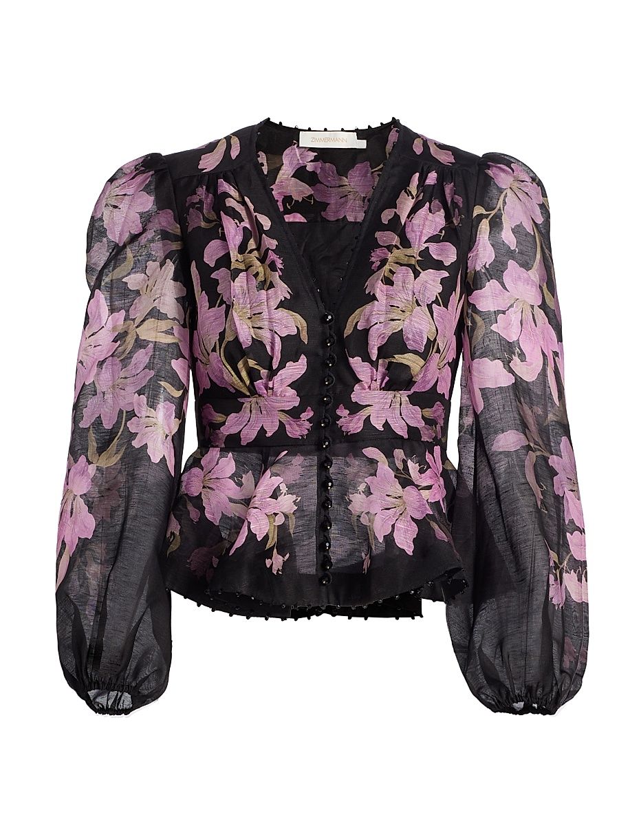 Women's Dawning V-Neck Beaded Blouse - Black Lily - Size 6