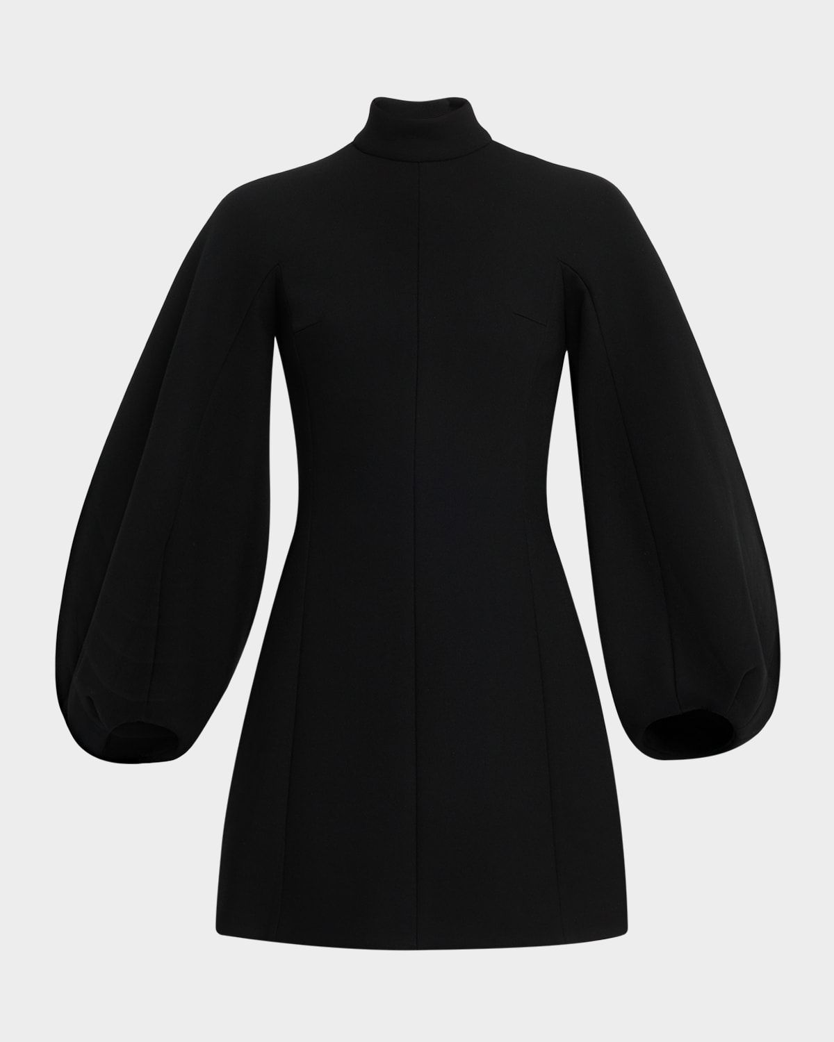 High-Neck Balloon-Sleeve Mini Dress