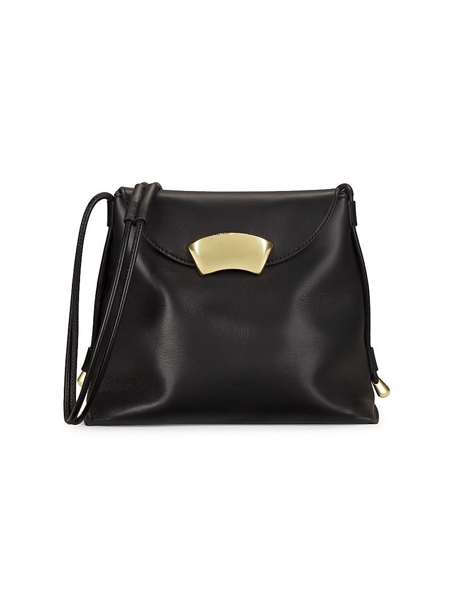 Women's Petite ID Leather Shoulder Bag - Black