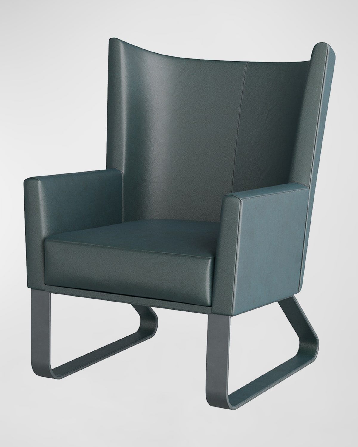Bleu Leather Wingback Chair
