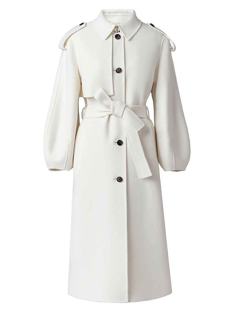 Women's Ceyla Double-Face Wool Belted Coat - Cream - Size Small