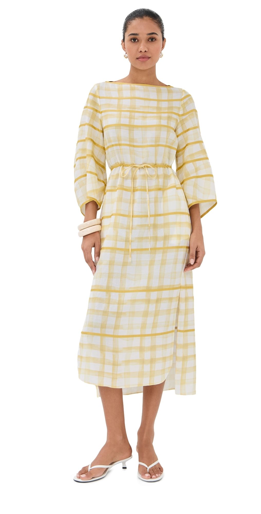 Rosie Assoulin Ribbon Caftan Dress Yellow M