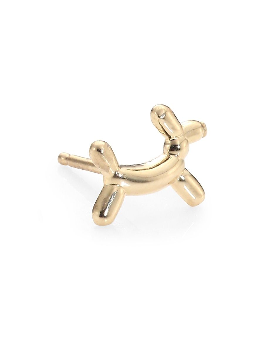 Mini Balloon Dog Single Stud Earring - Gold