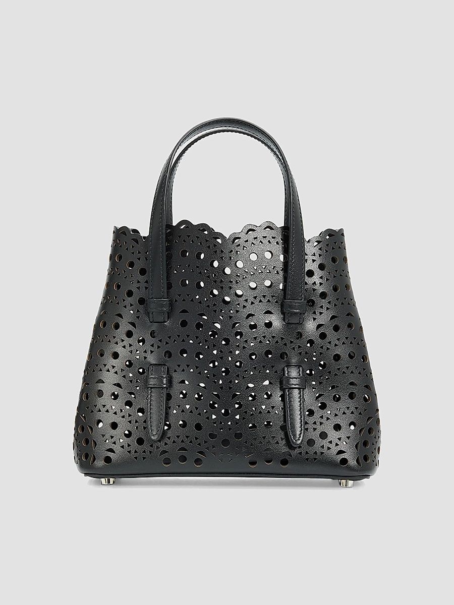 ALAÏA Women's Mina 20 Perforated Leather Top Handle Bag - Noir