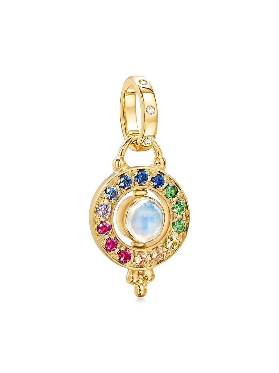 Women's Celestial 18K Yellow Gold & Rainbow Multi-Stone Mini Orbit Pendant - Gold
