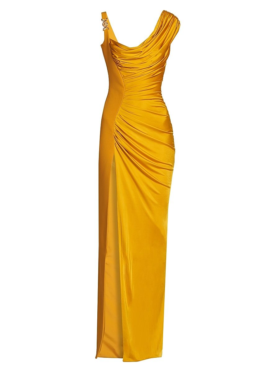 Women's Draped Liquid Jersey Gown - Marigold - Size 4