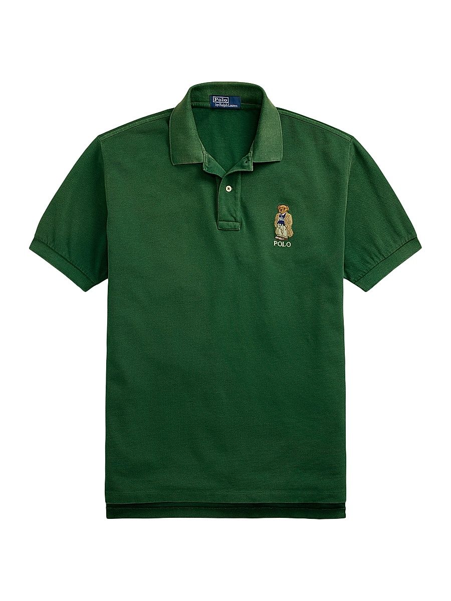 Men's Polo Bear Mesh Polo Shirt - Washed Forest Heritage Bear - Size XXL