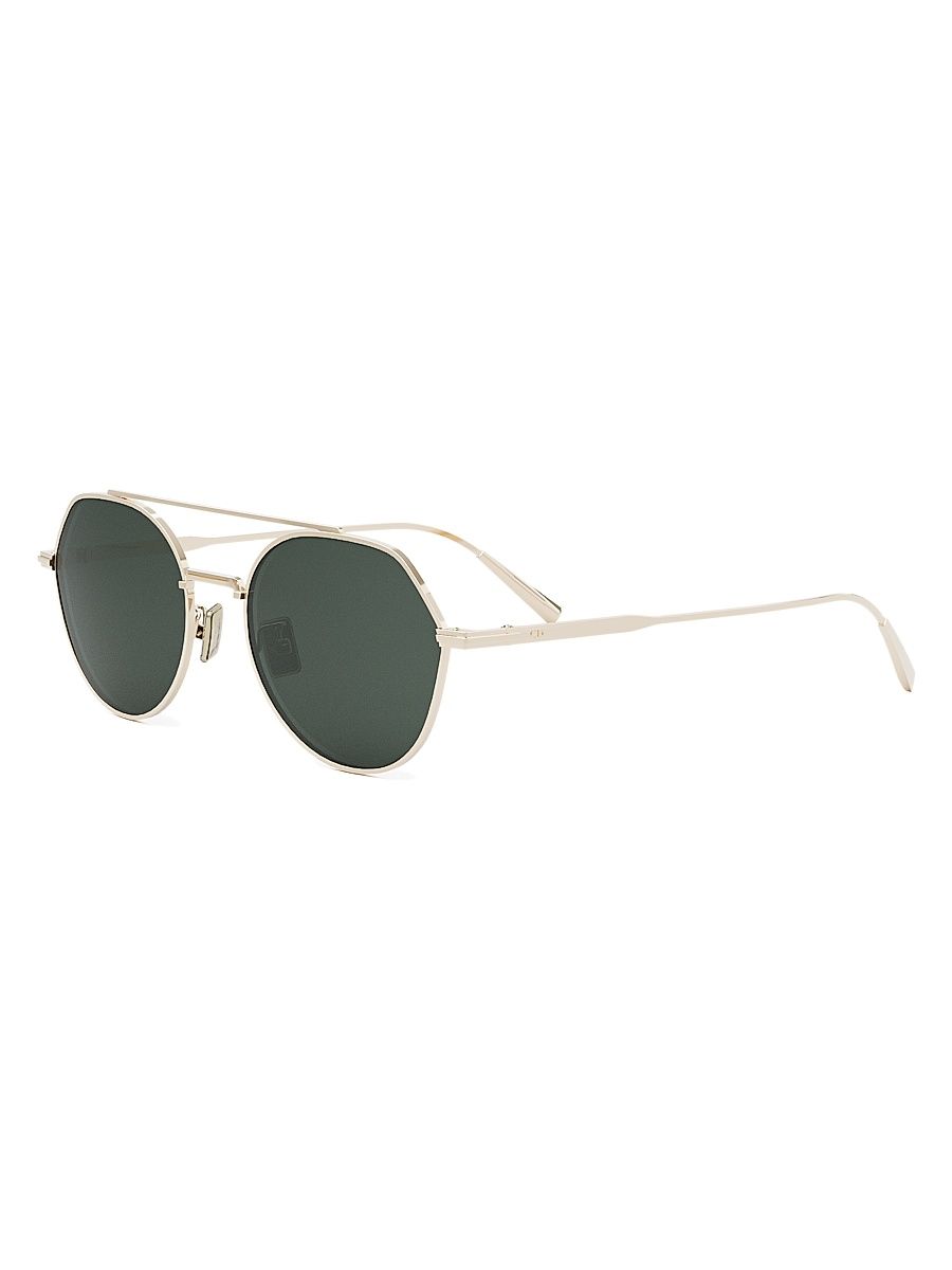 Men's DiorBlackSuit R6U 54MM Geometric Sunglasses - Gold Green