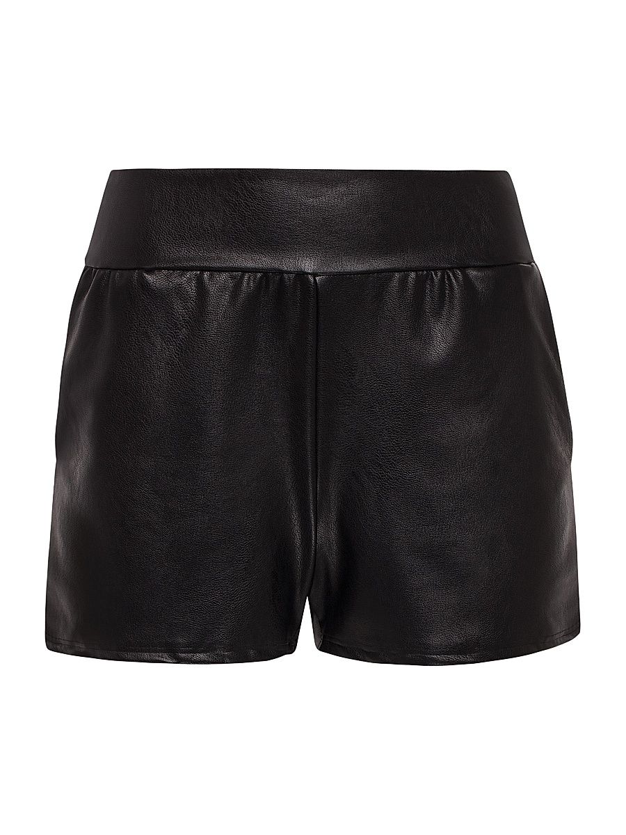 Women's Faux Leather Relaxed Shorts - Black - Size Medium