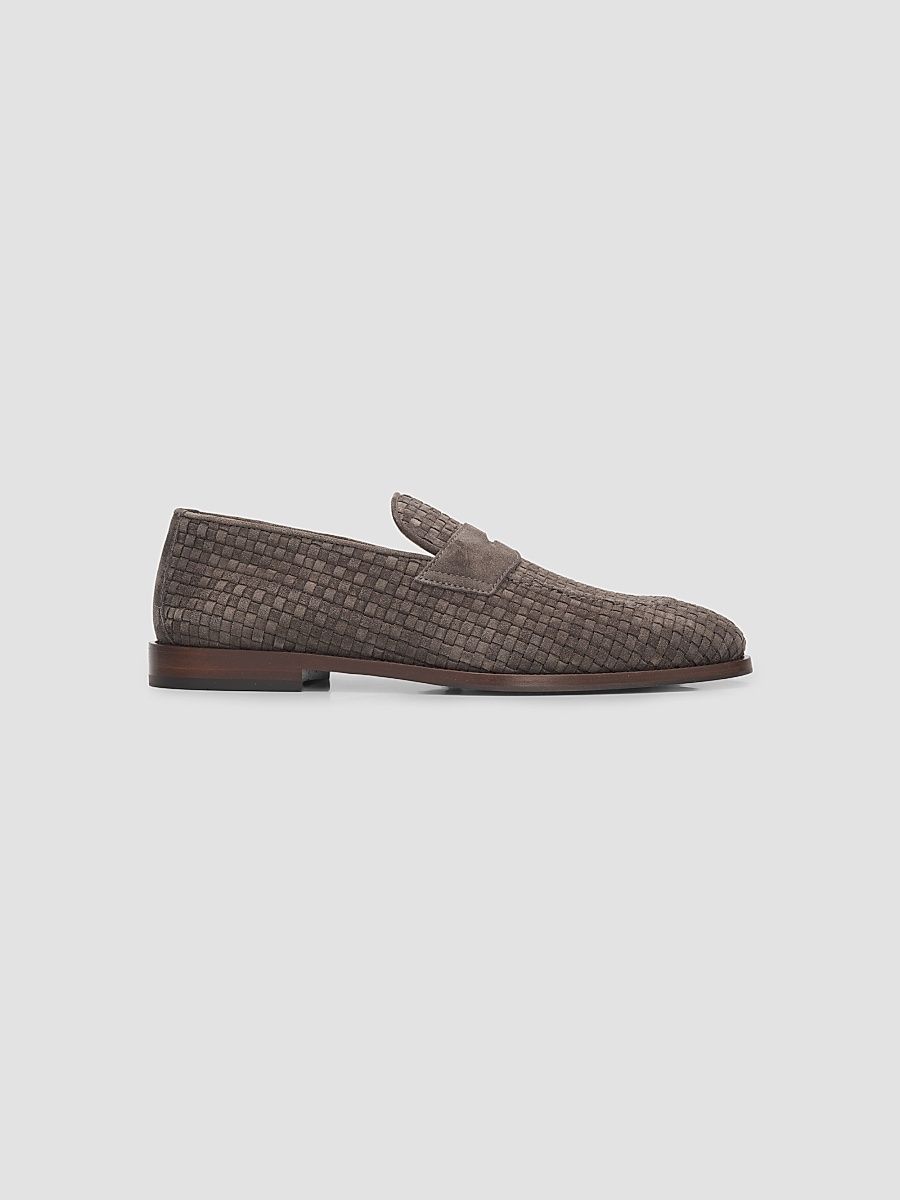 Men's Woven Suede Penny Loafers - Dark Grey - Size 9