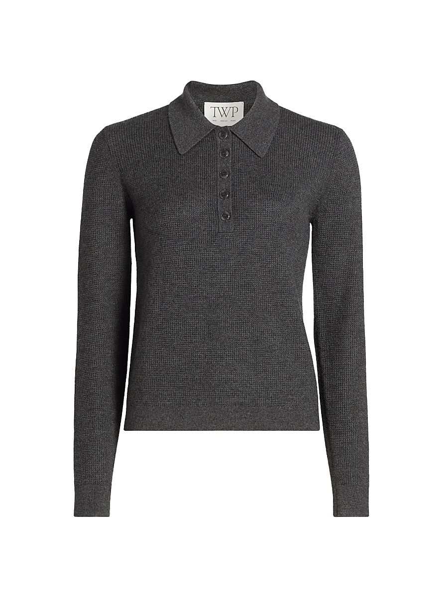 Women's Jorden Cashmere Polo Top - Charcoal - Size XL