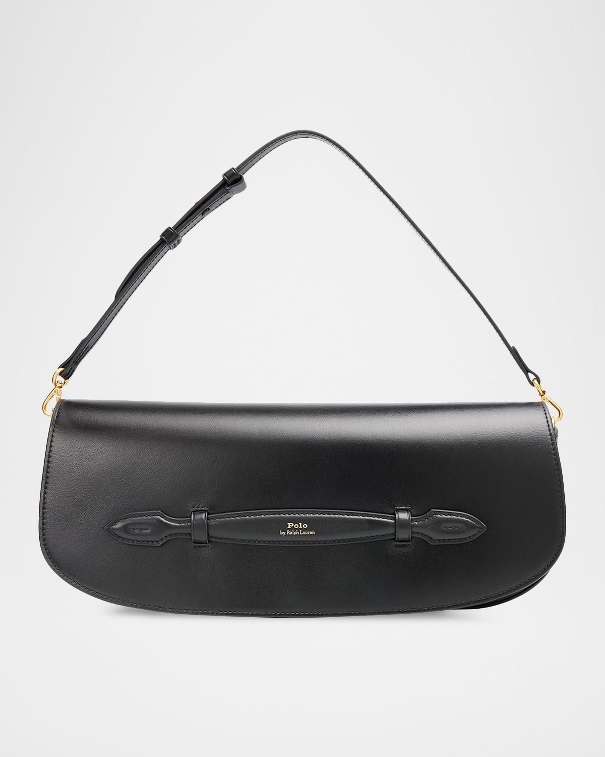 Curved Leather Clutch Bag