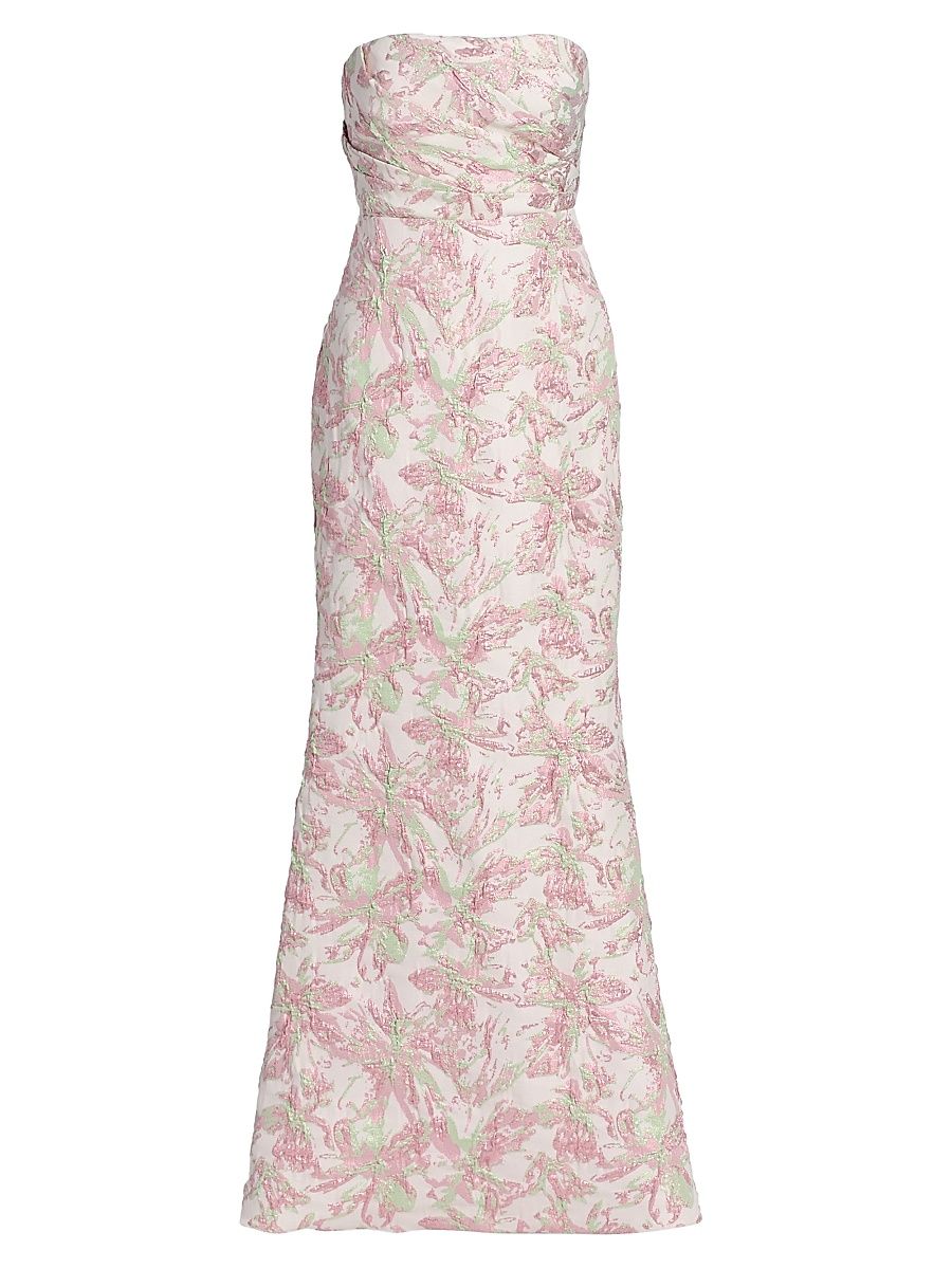 Women's Floral Jacquard Gown - Pink Multi - Size 16