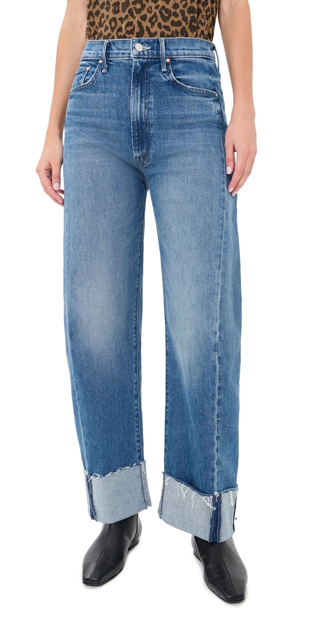 MOTHER The Half-Pipe Flood Cuff Fray Jeans Get Two Birds Stoned 33