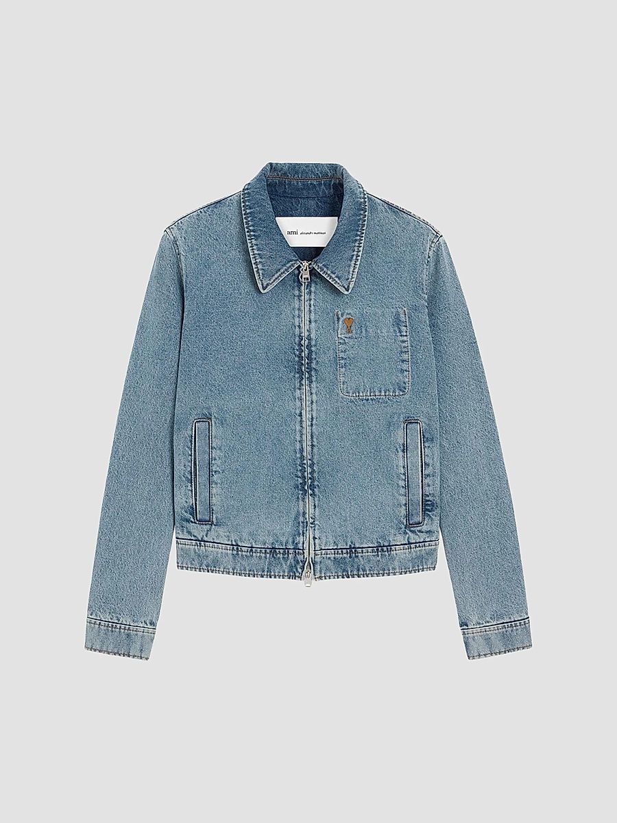 AMI Paris Men's Ami De Coeur Zipped Jacket - Blue Used - Size XL