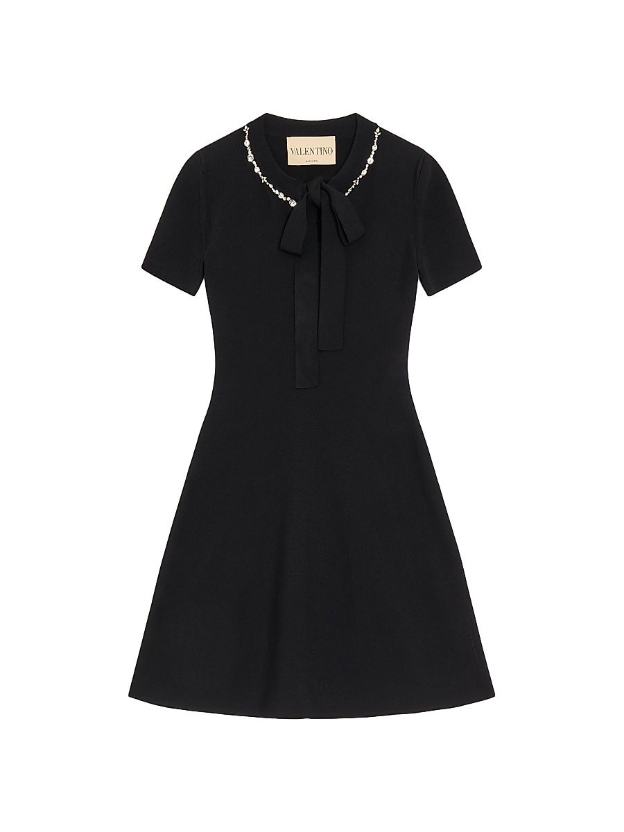 Women's Embroidered Knit Dress - Black - Size XS
