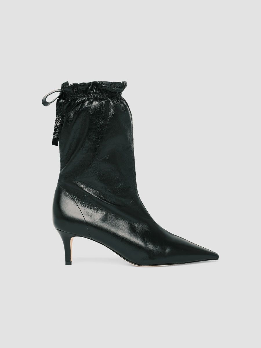 Women's Alex 65MM Scrunched Leather Ankle Boots - Black - Size 5