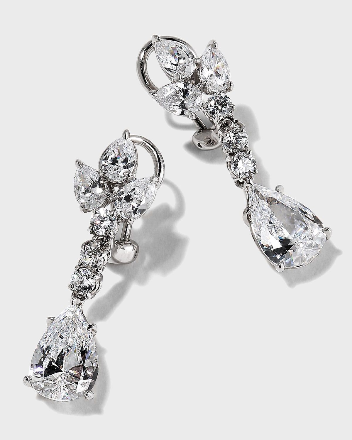 Cubic Zirconia Cluster Pear and Drop Earrings