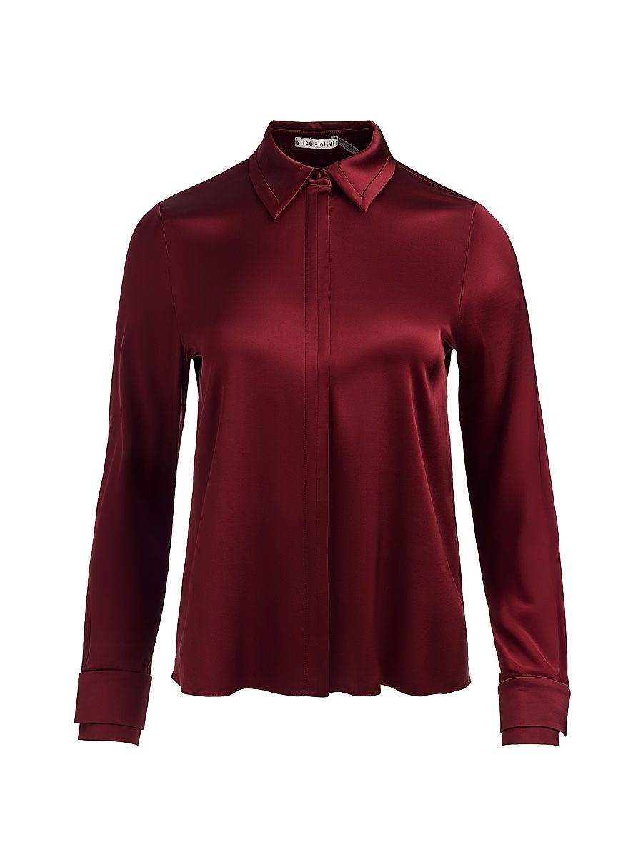 Women's Willa Satin Top - Oxblood - Size Large