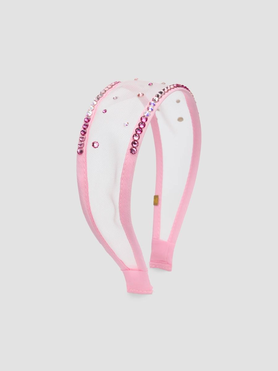 Bari Lynn Girl's Girl's Crystal-Embellished Mesh Headband - Pink