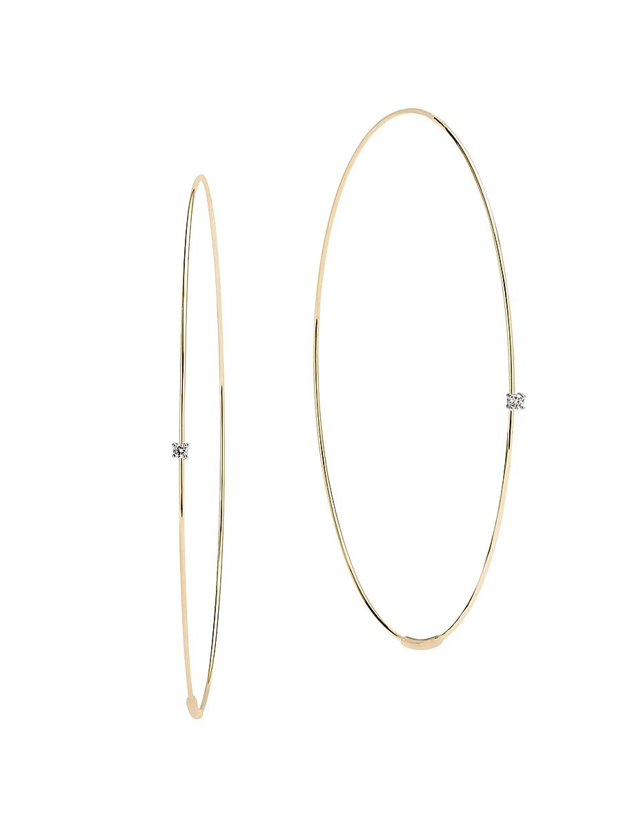 Women's 14K Yellow Gold & Diamond Large Wire Magic Hoops - Yellow Gold