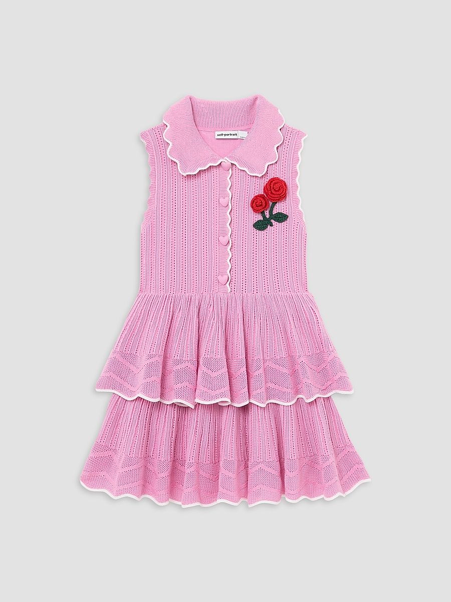Little Girl's & Girl's Tiered Pointelle Knit Dress - Pink - Size 10