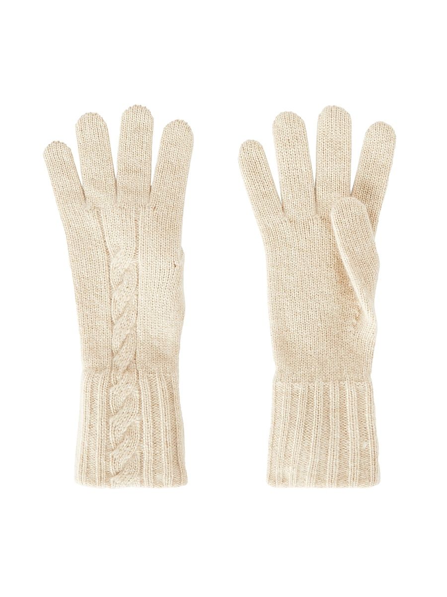 Women's Guanto Napier Cashmere Gloves - Creamy Melange - Size Medium