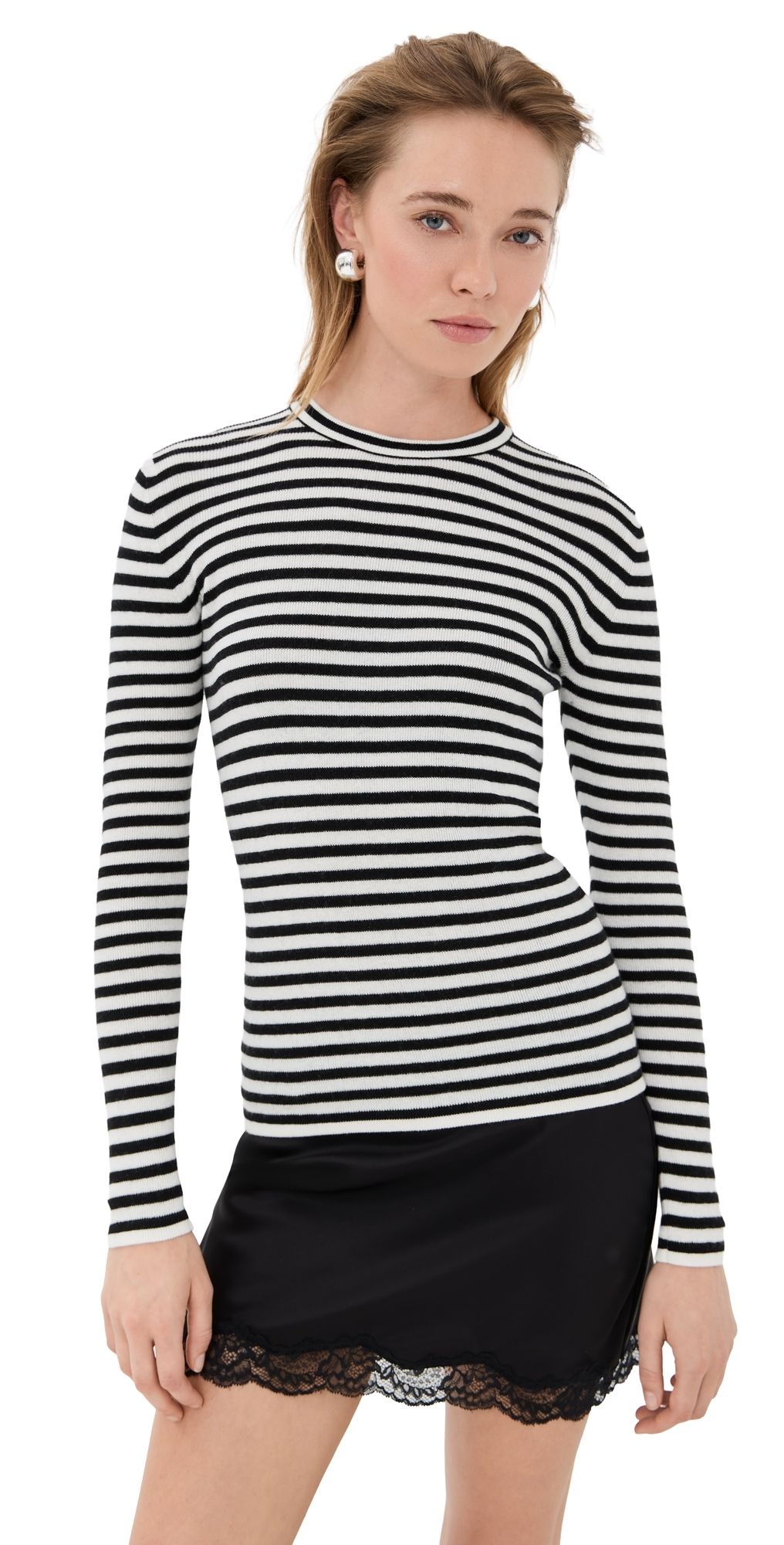 LISA YANG Vivian Stripe Top Salt/Noir Stripes 2