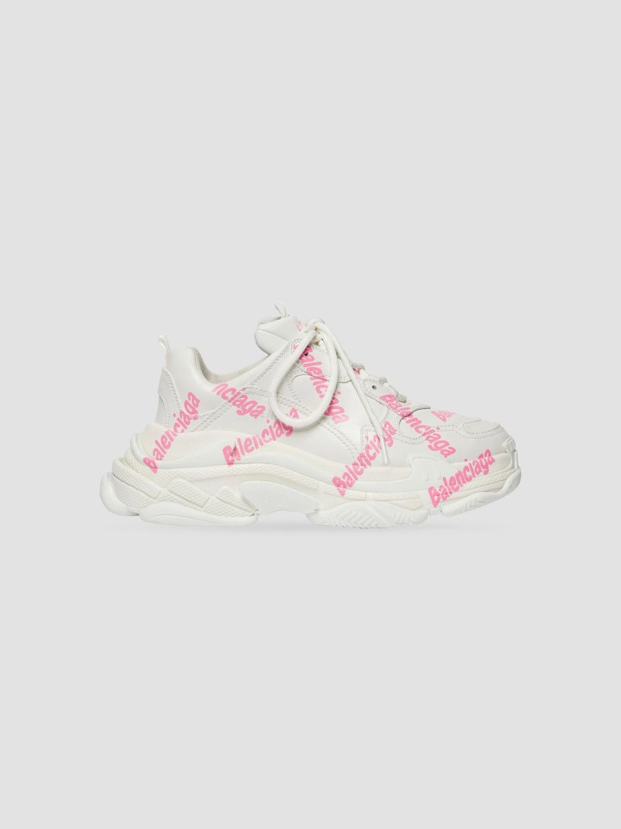 Balenciaga Women's Triple S Logotype Sneakers - White - Size 10