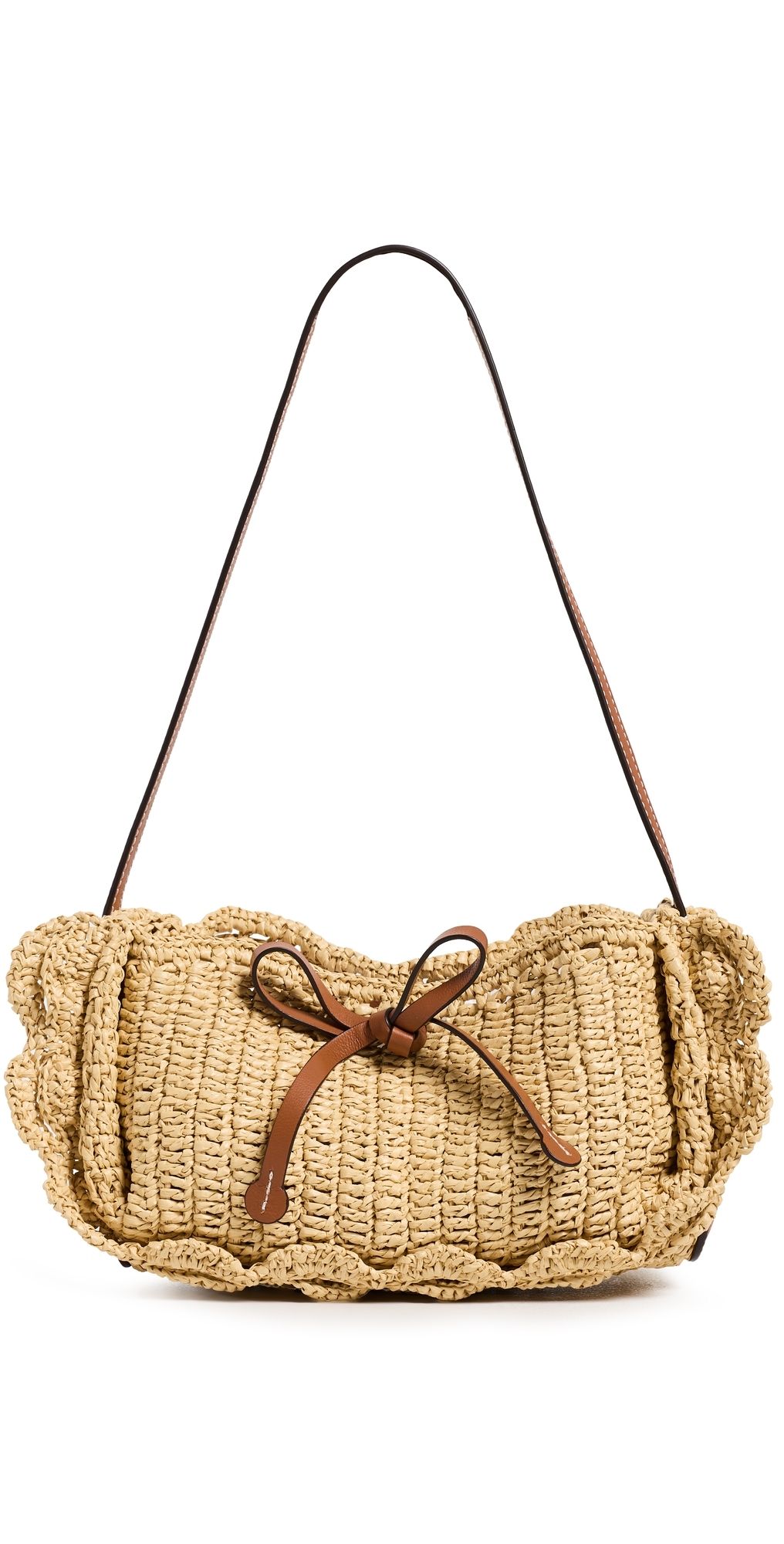 Ulla Johnson Marina Raffia Scallop Shoulder Bag Natural One Size