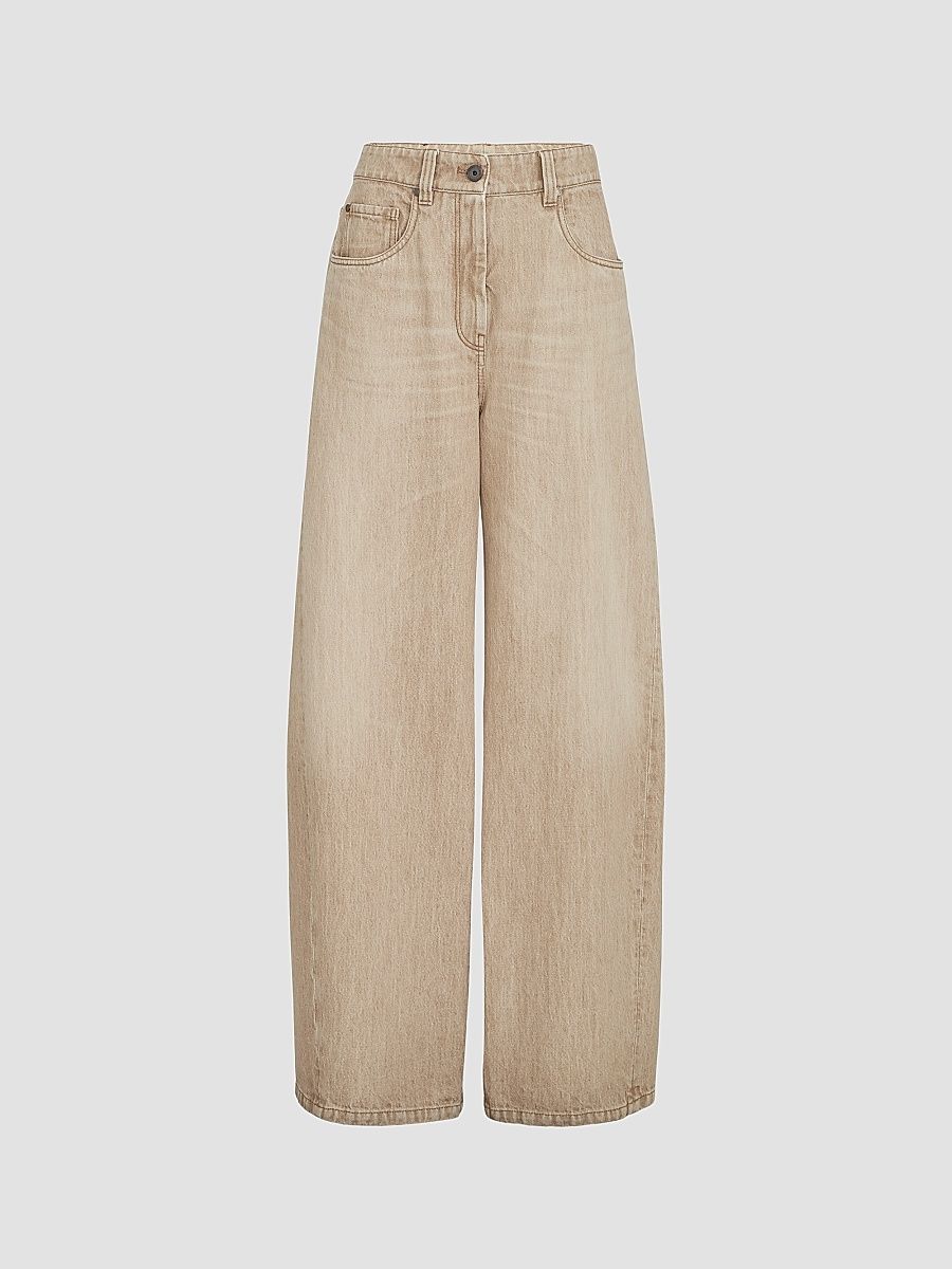 Women's Authentic Denim Wide Jeans with Monili - Sand - Size 14