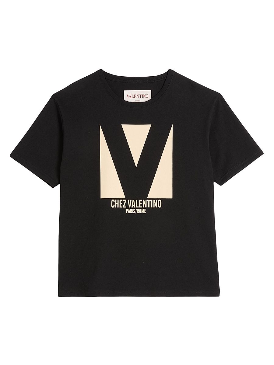 Men's Cotton T-Shirt with Chez Print - Black - Size XS