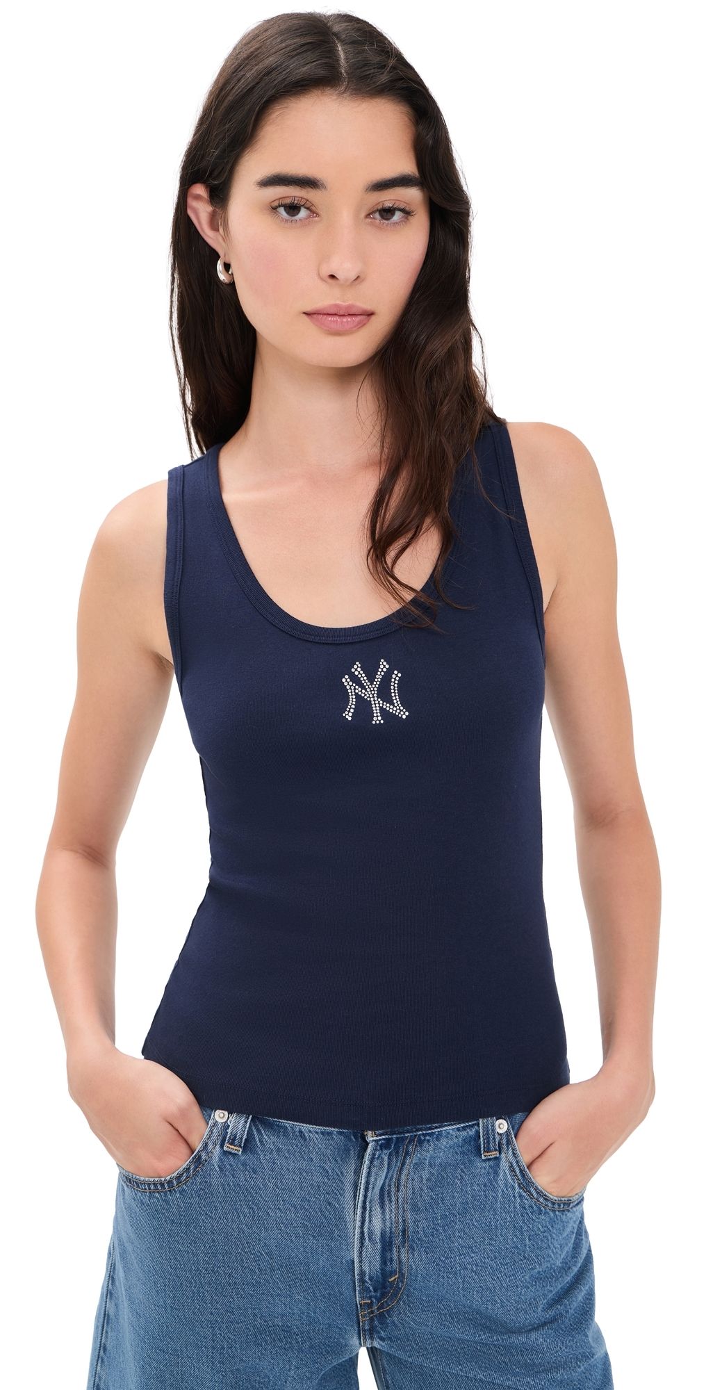 Sporty & Rich Yankees Krystal Cropped Tank Dark Navy XL