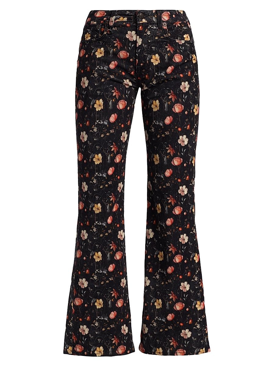 Women's Joan Floral Kick Flare Jeans - Lunar Petal Velveteen Black - Size 29