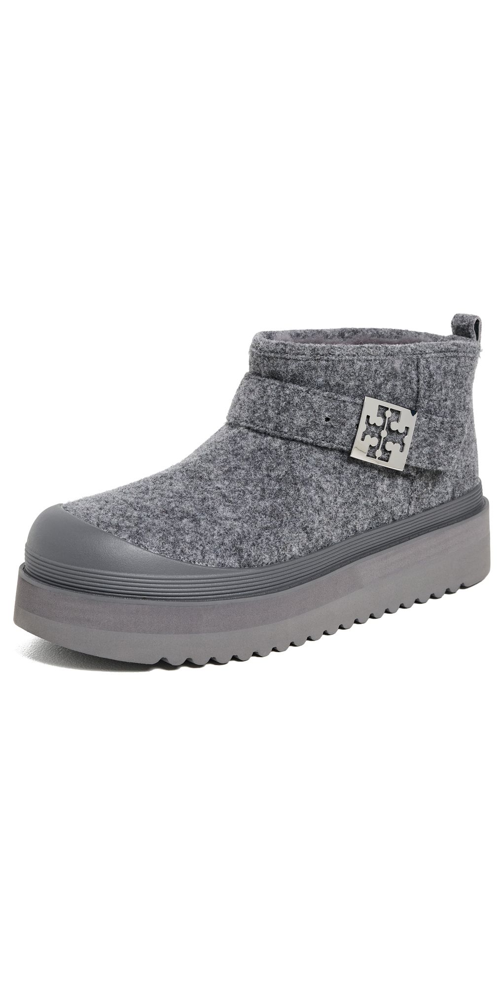 Tory Burch Mellow Shearling Platform Boots Storm Cloud/Silver 8.5