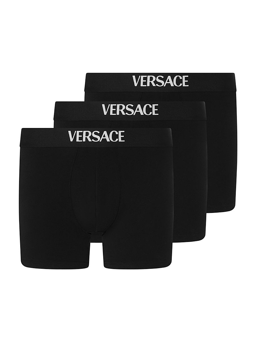 Men's Versace Logo Boxer Brief 3-Pack - Black - Size XL